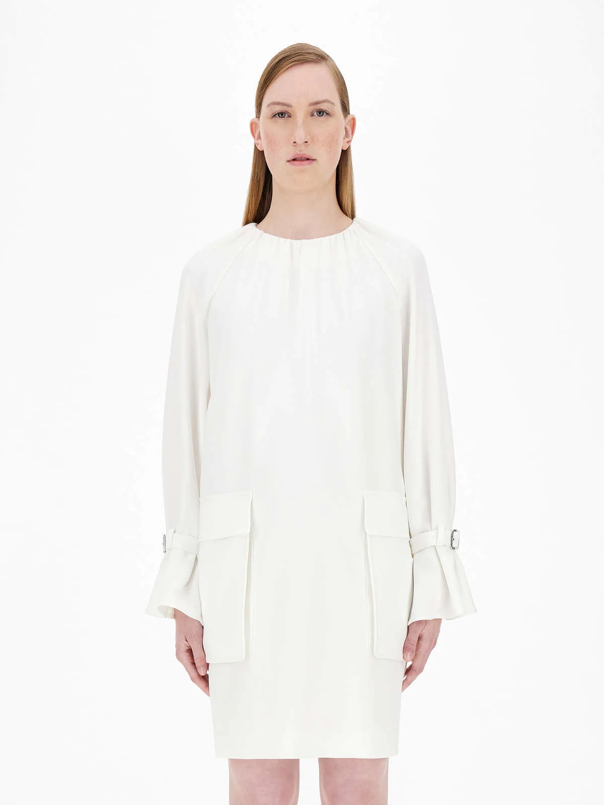 Max Mara Round Collar Design Dress In White