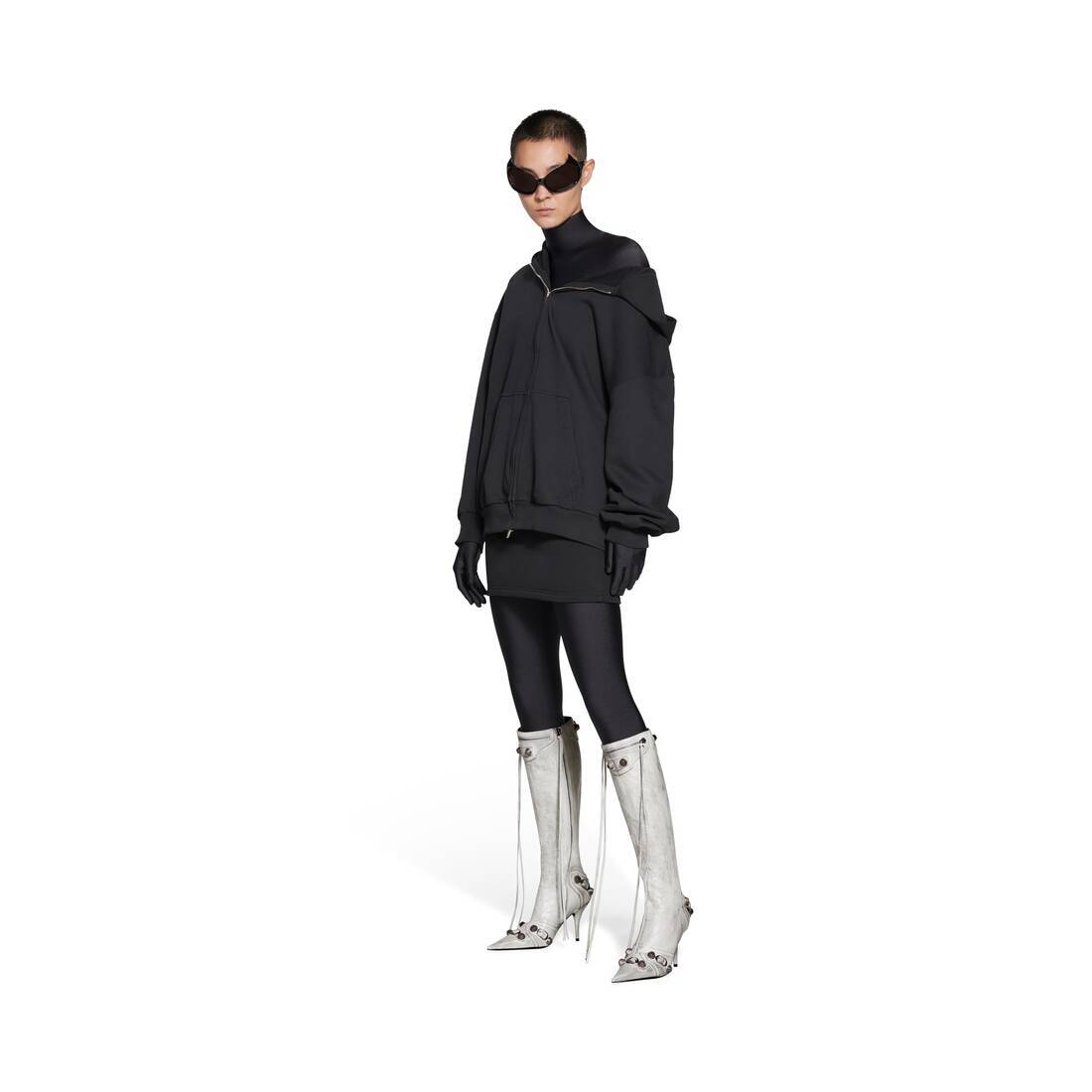 Balenciaga Cagole Leather Knee Boots With Stiletto Heel In White