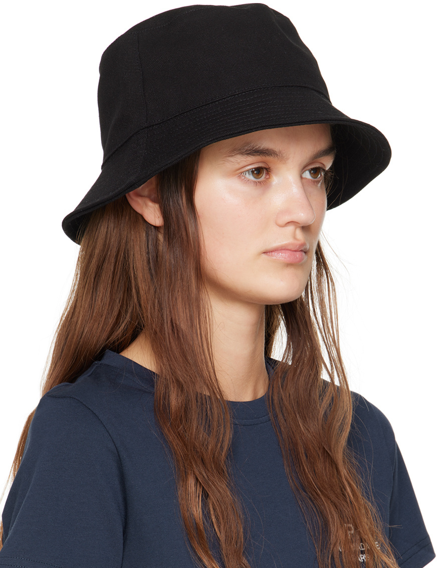 Apc Logo-embroidery Cotton Bucket Hat In Black