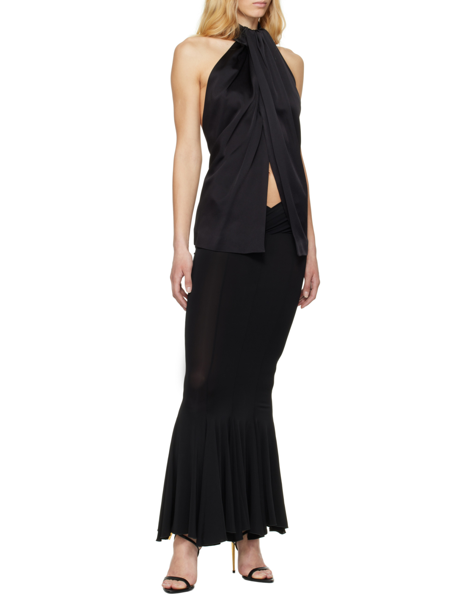Stella Mccartney Black Envers Satin Halterneck Tank Top In Black