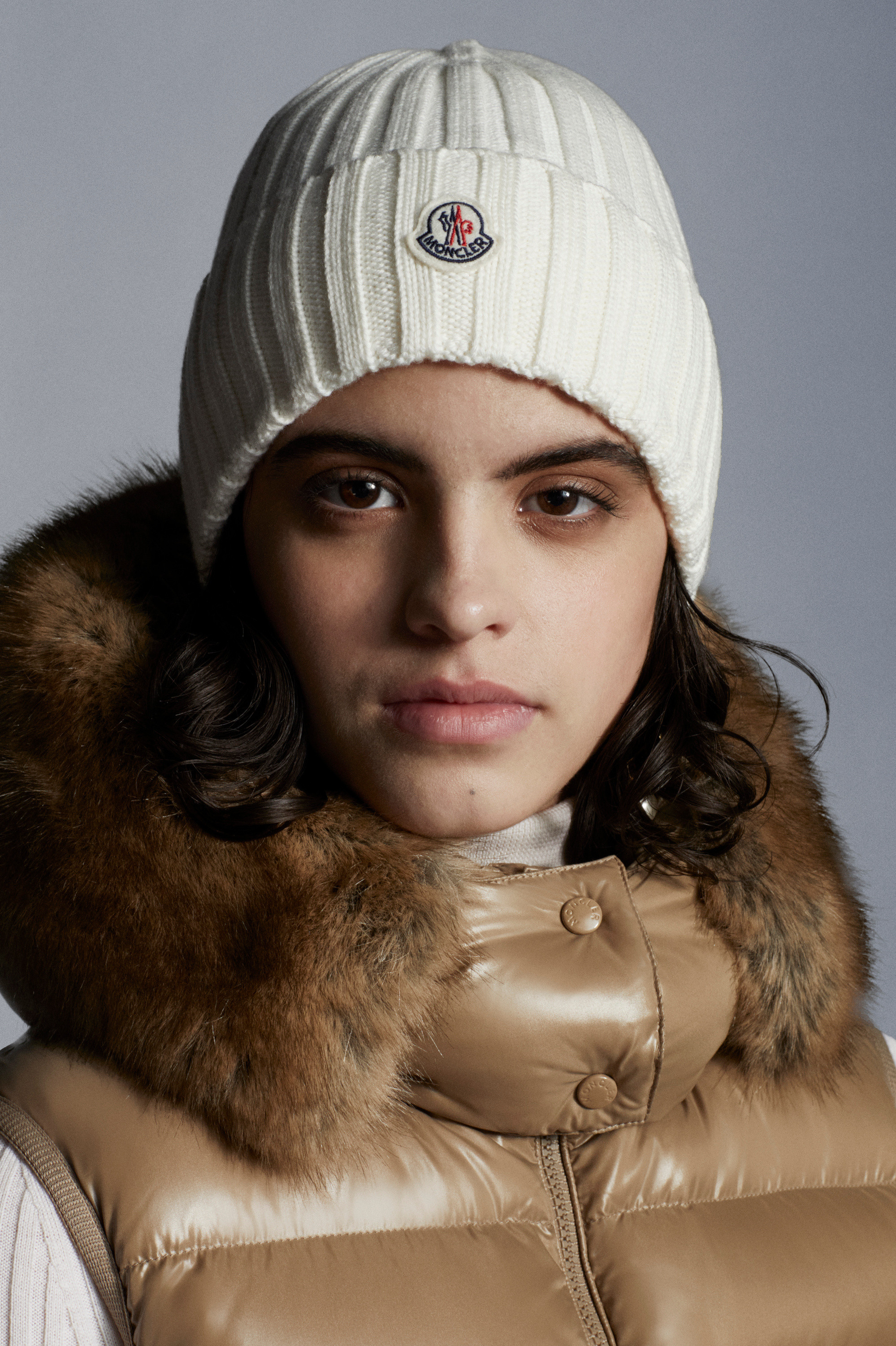 Moncler Ribbed-knit Virgin Wool Beanie In White