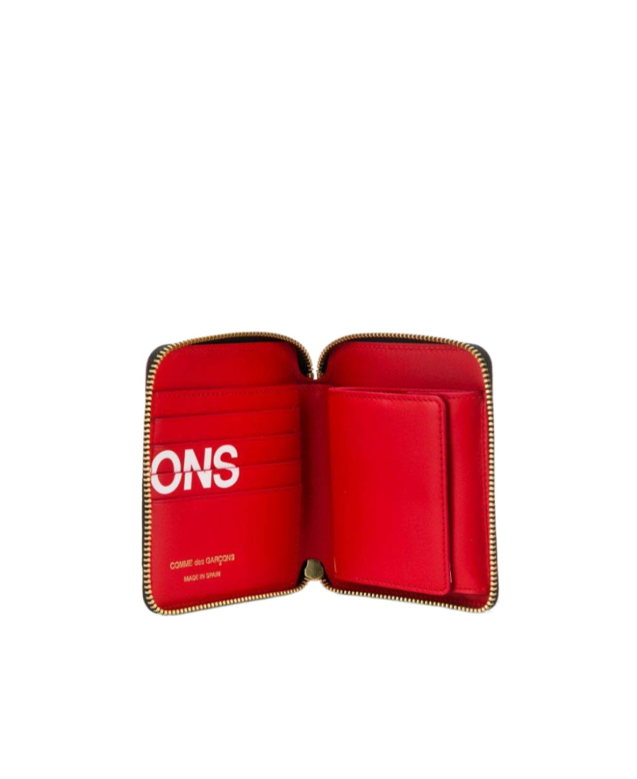 Comme Des Garçons Logo Print Wallet In Red