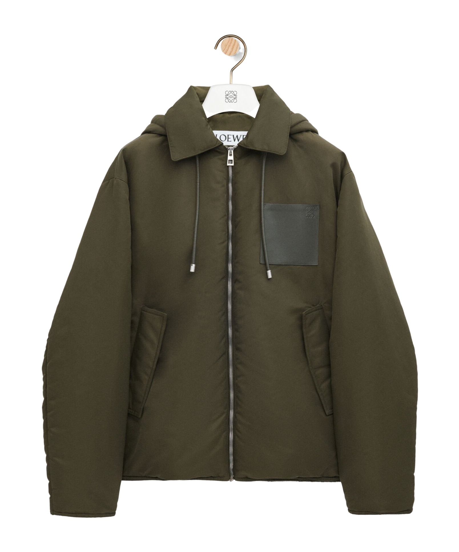 Loewe Nylon Hooded Jacket In Green