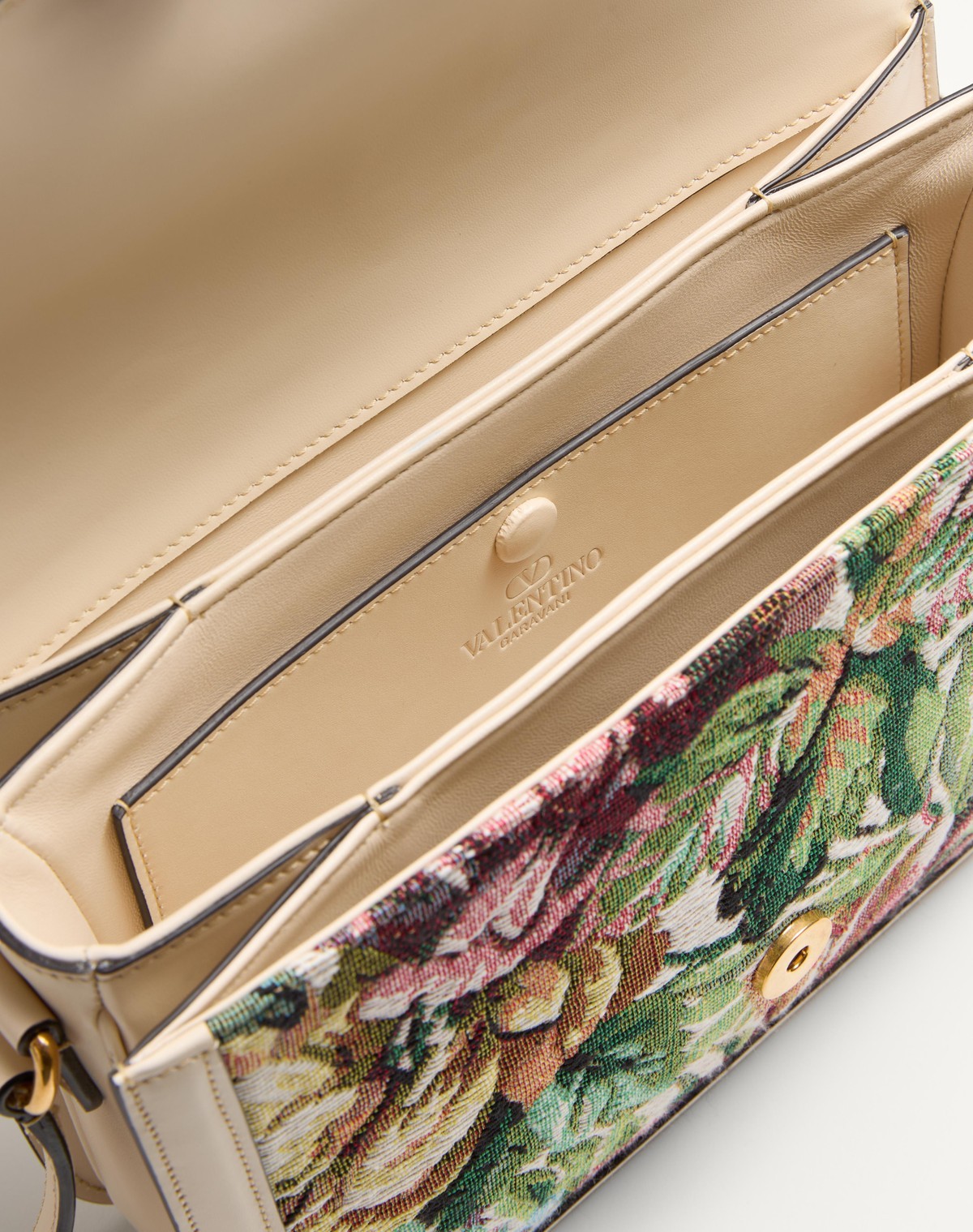 Valentino 9 To 5 Jacquard Voyage Vlogo Shoulder Bag In Nude