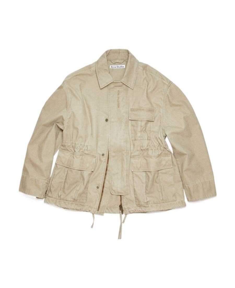 Acne Studios Logo-embroidered Cotton Military Jacket In Nude