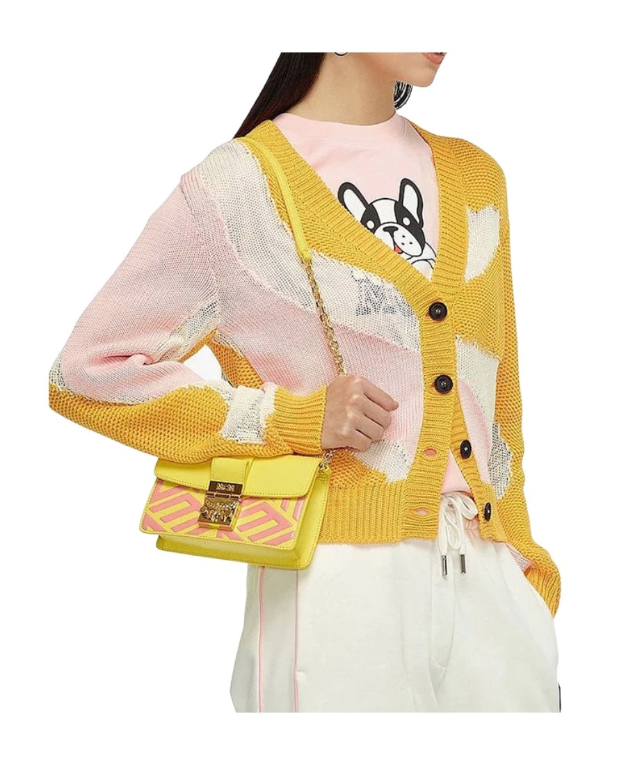 Shop Mcm Gretl Logo Flip Shoulder Bag In Yellow