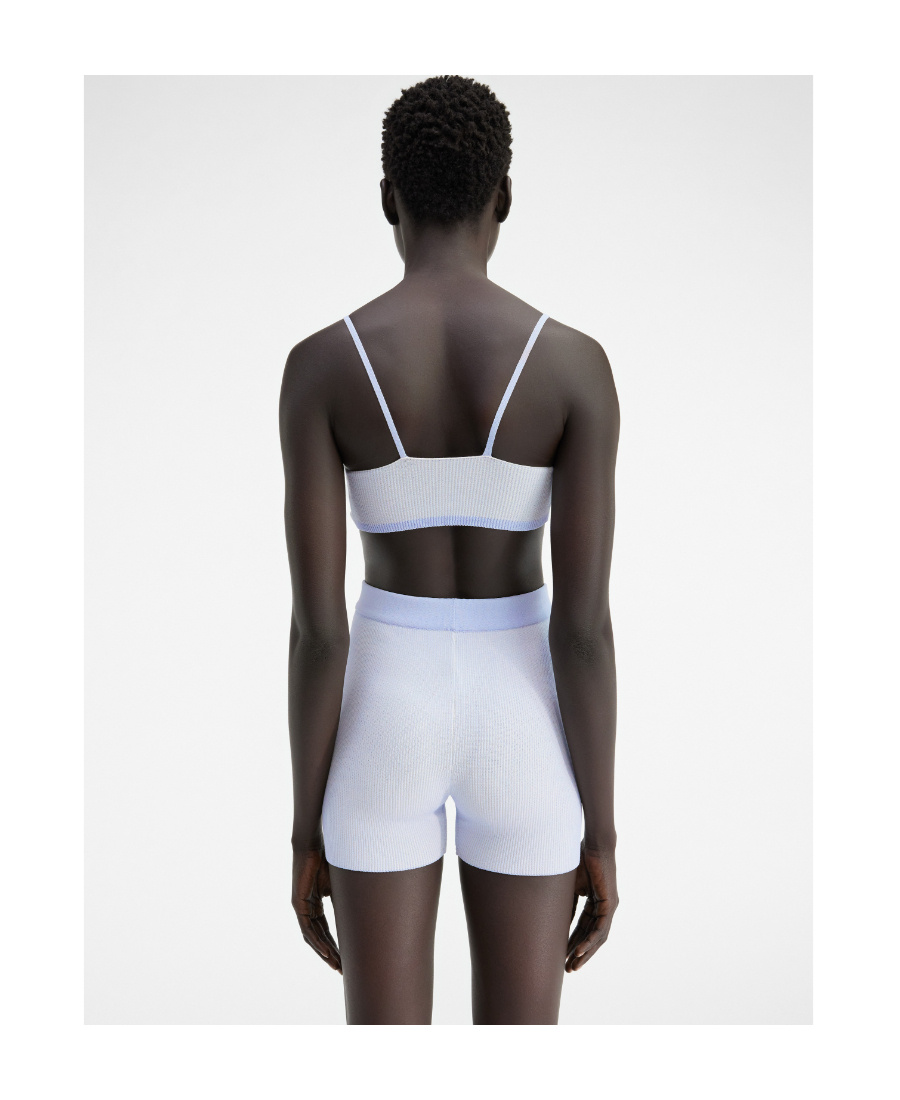 Shop Jacquemus Le Bandeau Pralu Knitted Bra In Blue
