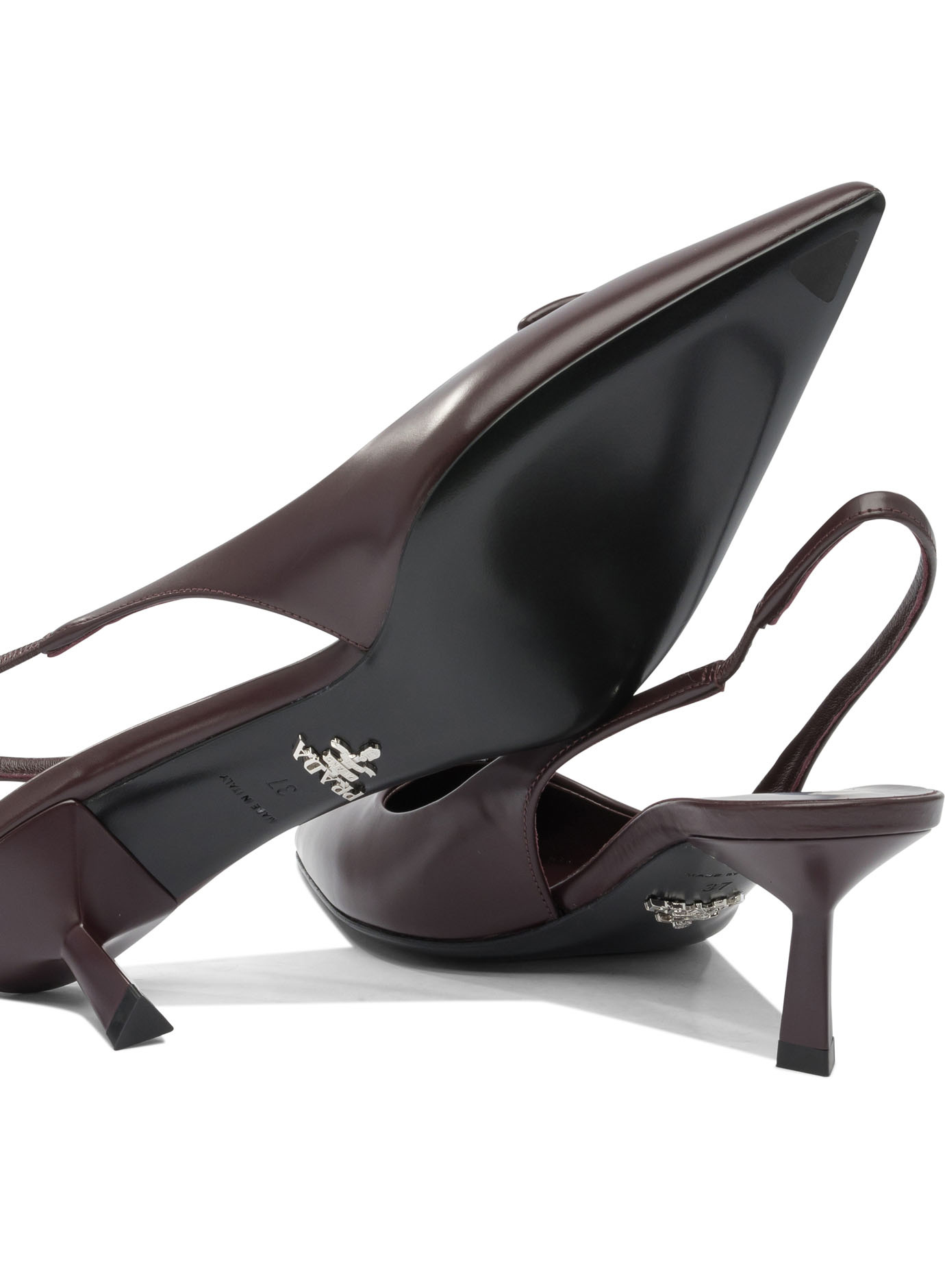 Prada Pointed High Heel Sandals In Black
