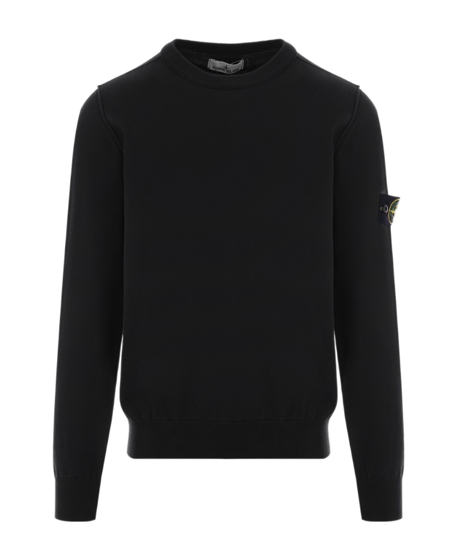Shop Stone Island Compass Patch Crewneck Jumper In Black