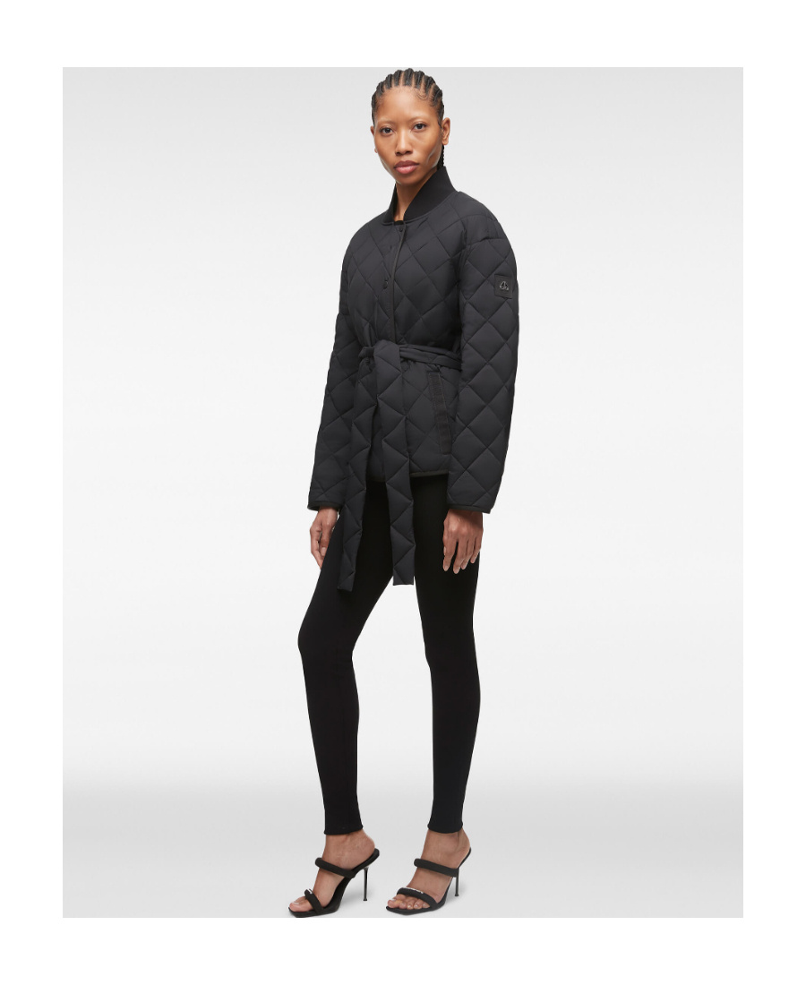 Moose Knuckles Queensway Quilted Belted Jacket In Black