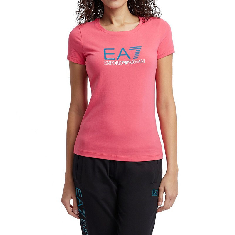 Ea7 Logo Printed T-shirt In Pink