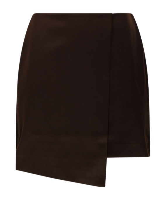 Shop By Malene Birger Raye Asymmetric Satin Mini Skirt In Black