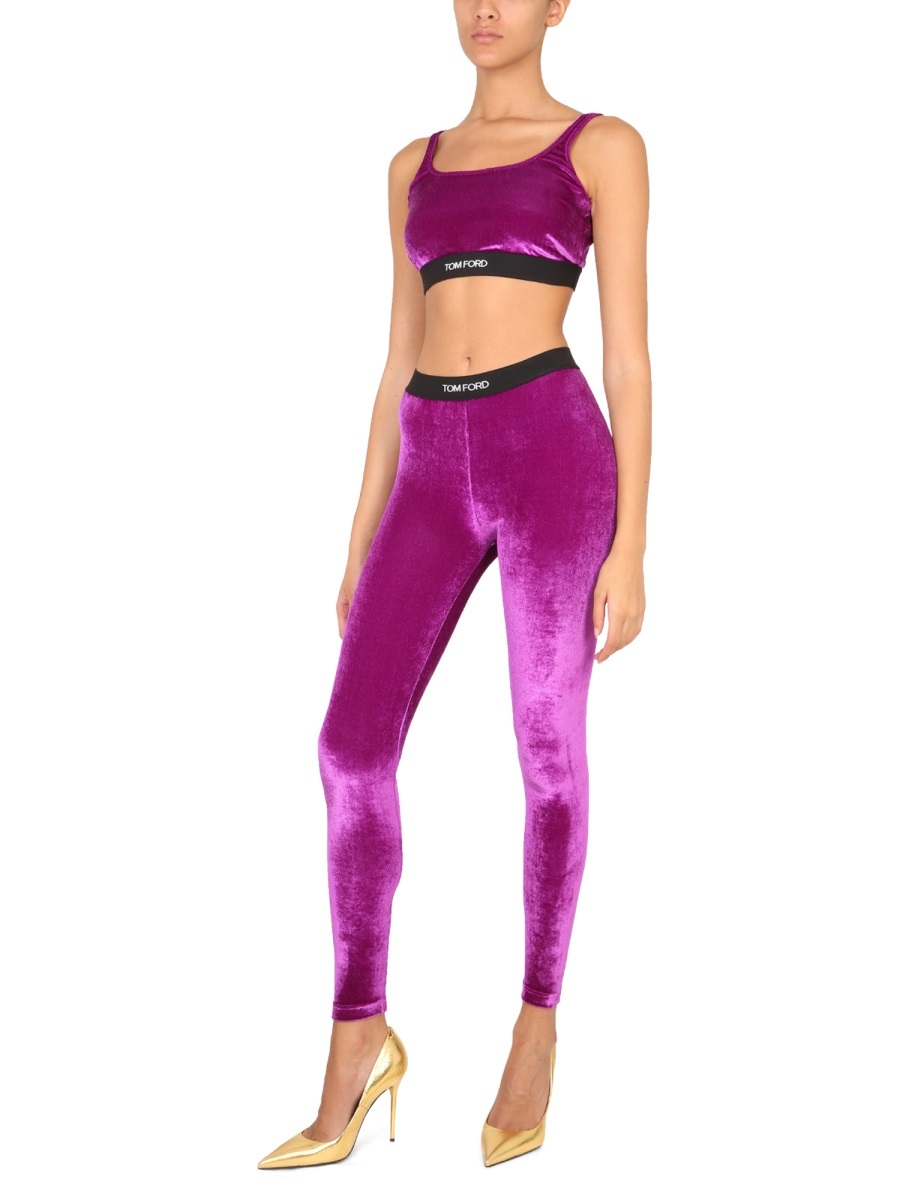Tom Ford Stretch Logo Leggings In Purple