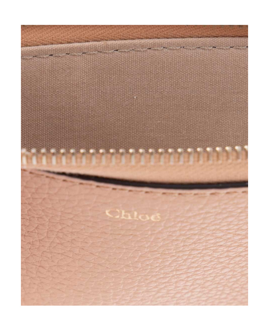 Chloé Logo-charm Leather Cardholder In Nude