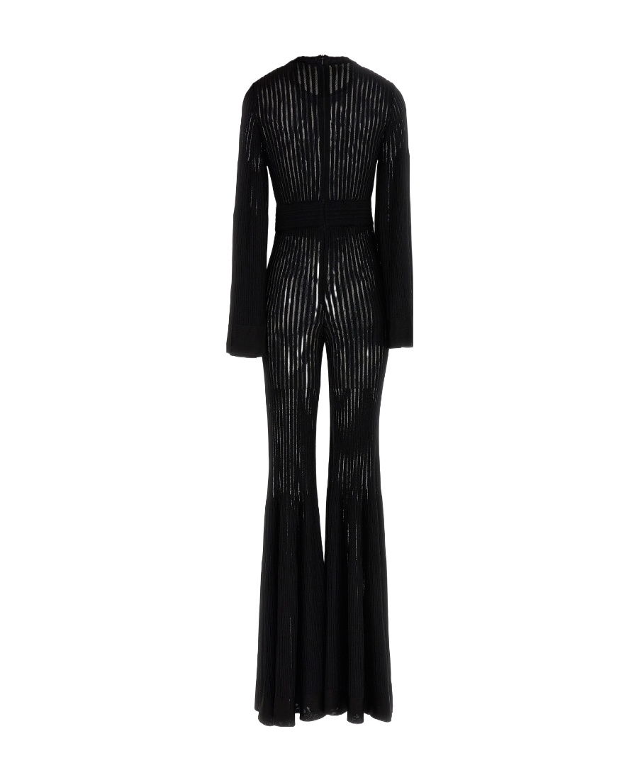 Shop Antonino Valenti Desiree Ribbed Flared-design Jumpsuit In Black
