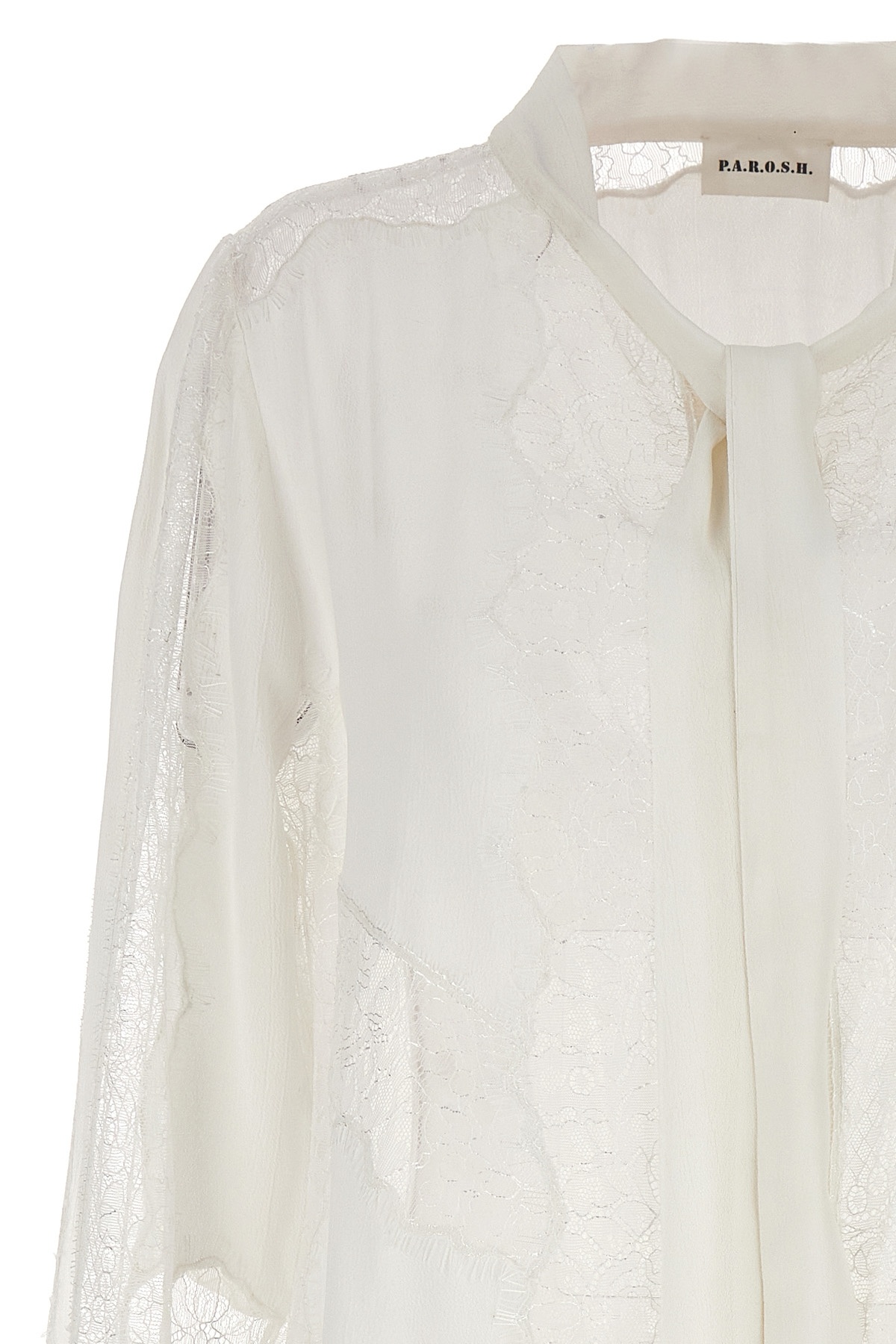 P.a.r.o.s.h Long-sleeved Transparent Detail Blouse In White