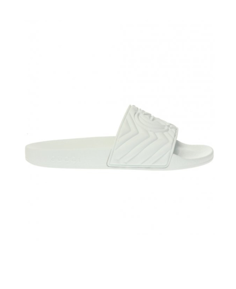Gucci Matelassé Rubber Pool Slides In White