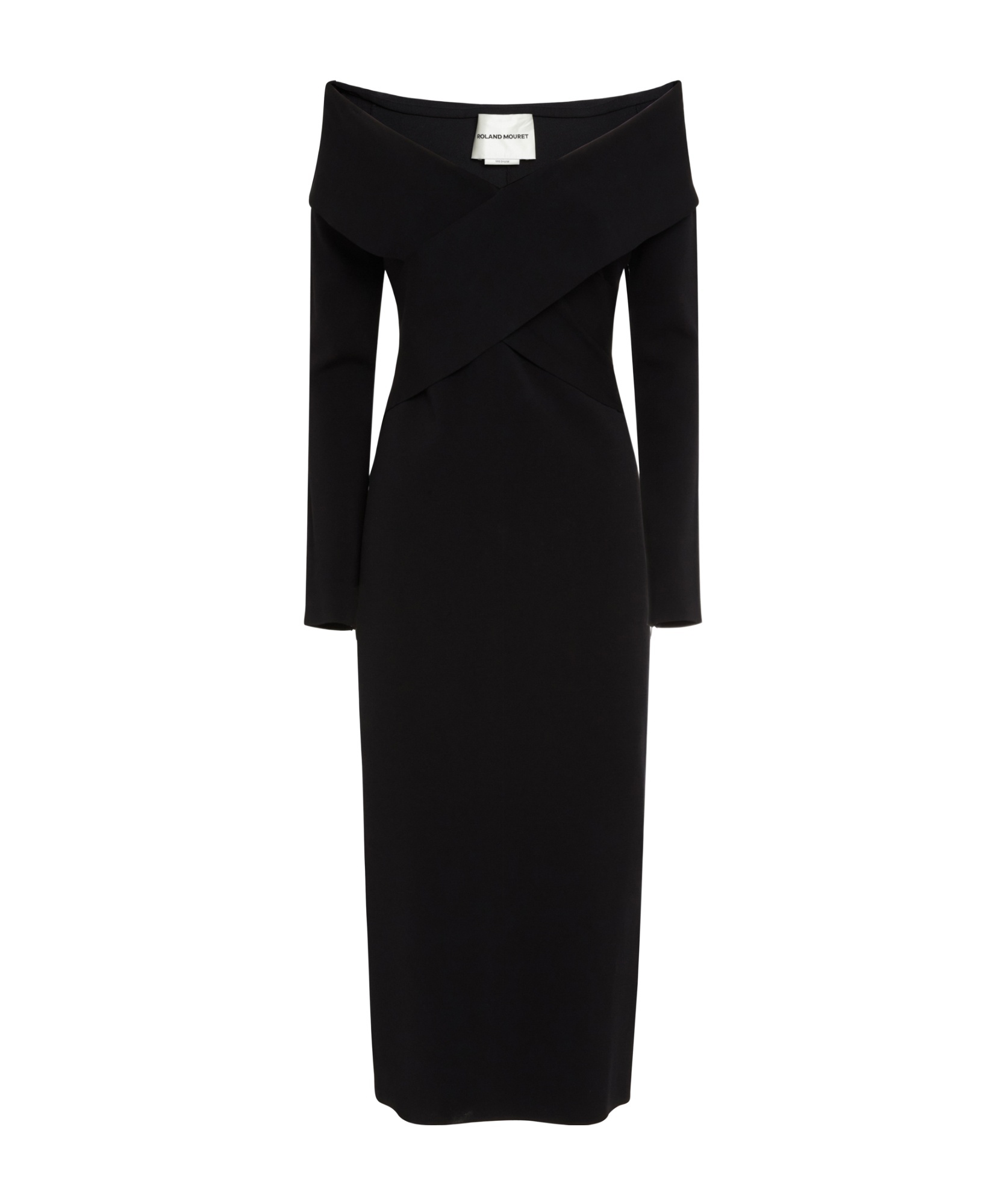 Roland Mouret Off-shoulder Cut-out Knit Midi Dress In Black