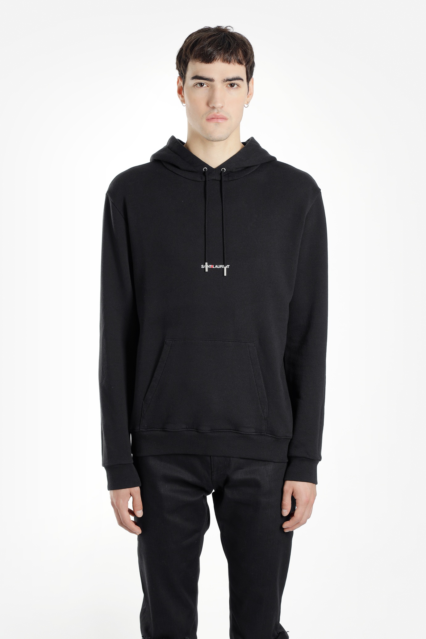 Saint Laurent Hot Multi-star Logo Hooded Sweater In Black
