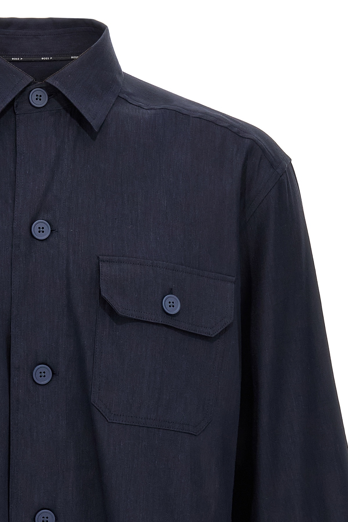 Hugo Boss Relaxed-fit Shirt In An Italian-made Linen Blend In Blue