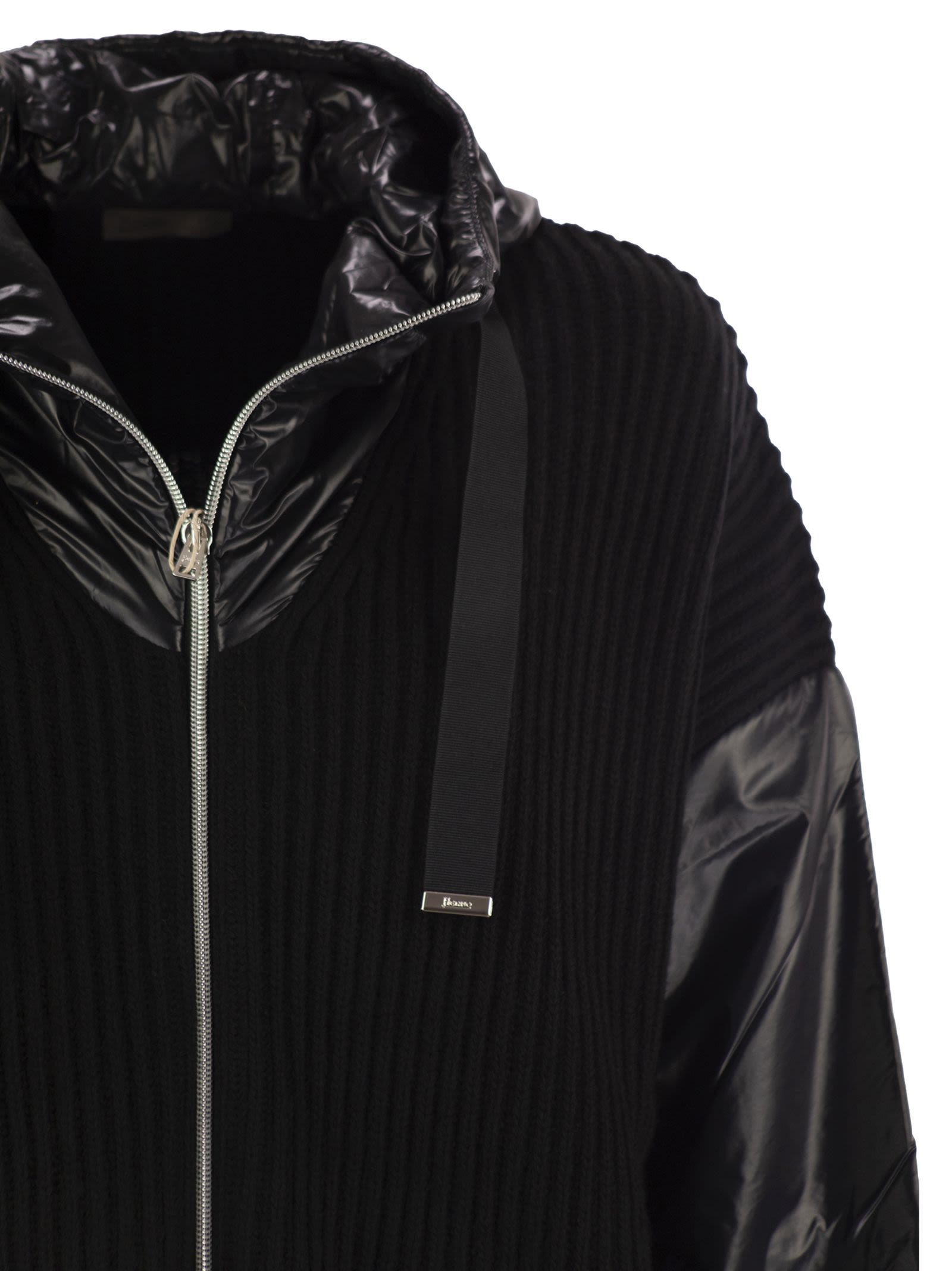 Herno Resort Jacket In Wool And Ultralight Nylon In Black