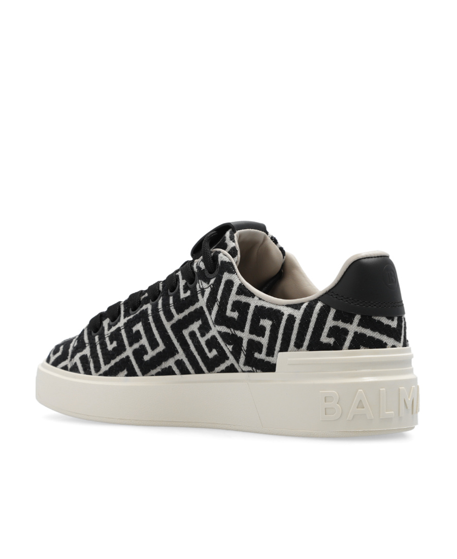 Balmain Men's B Court Monogram Jacquard Low-top Sneakers In Black