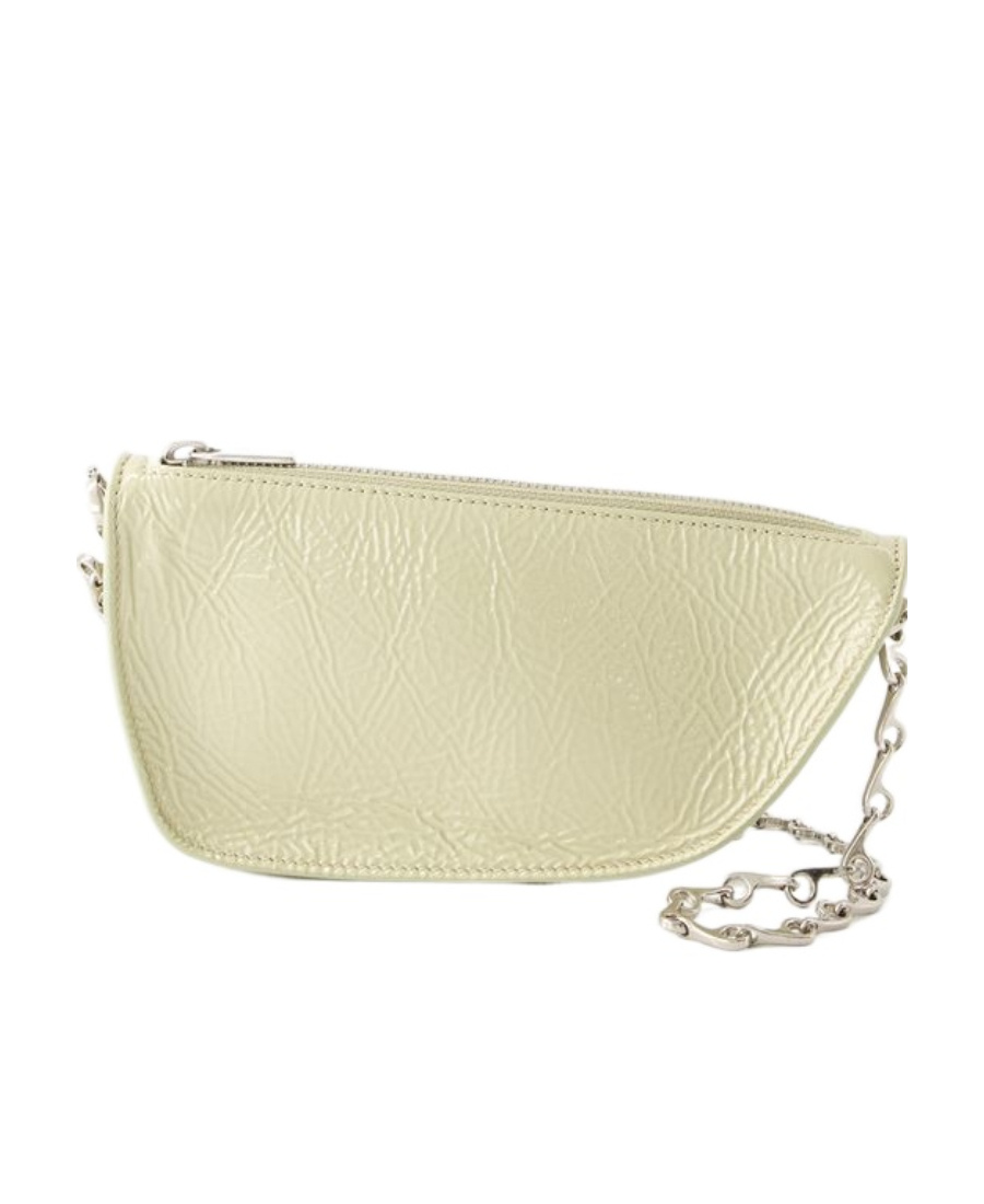 Burberry Pastel Green Leather Micro Shield Crossbody Bag In Nude