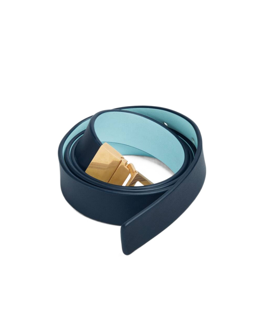 Bottega Veneta Logo Double-sided Triangular Buckle Belt In Blue