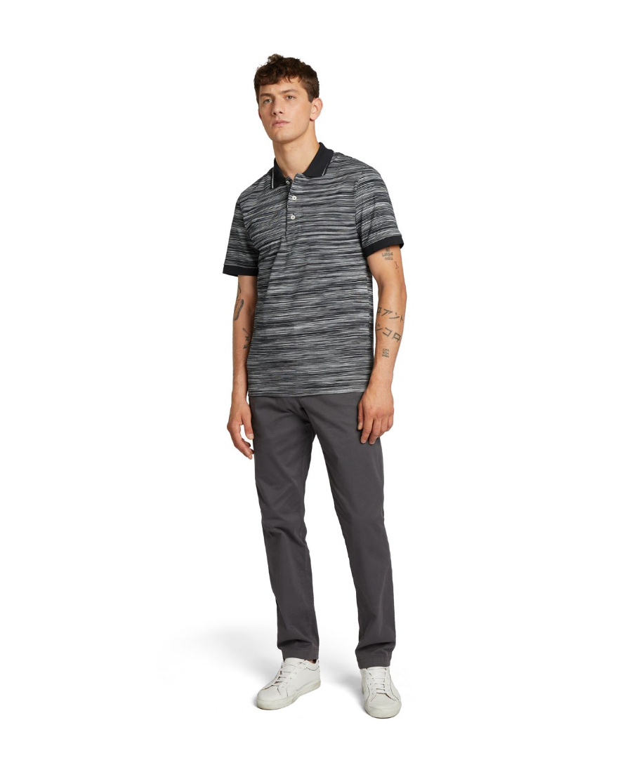Missoni Space Dyed Striped Cotton Polo Shirt In Gray