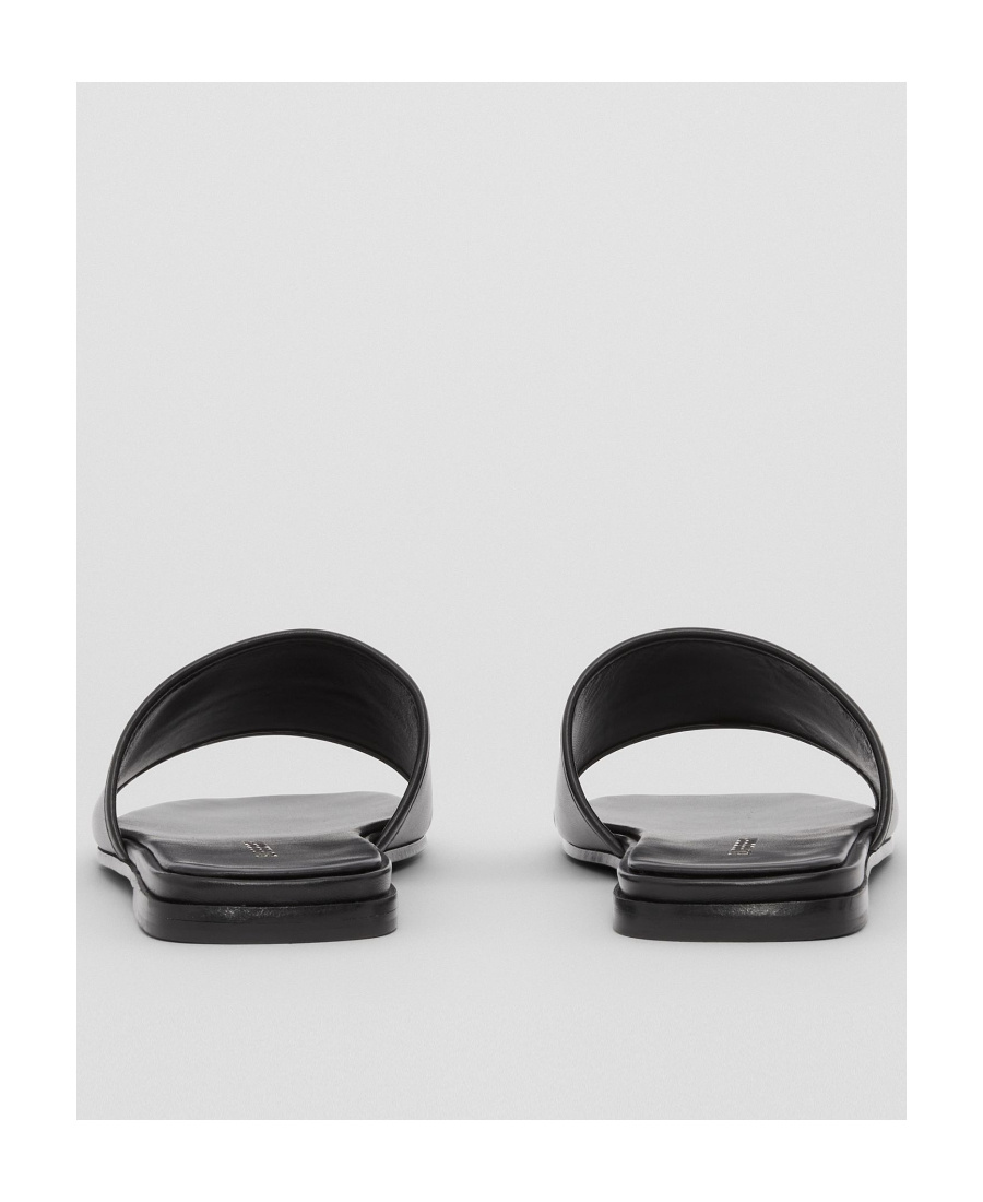 BURBERRY EMBOSSED LABEL LEATHER SLIDES