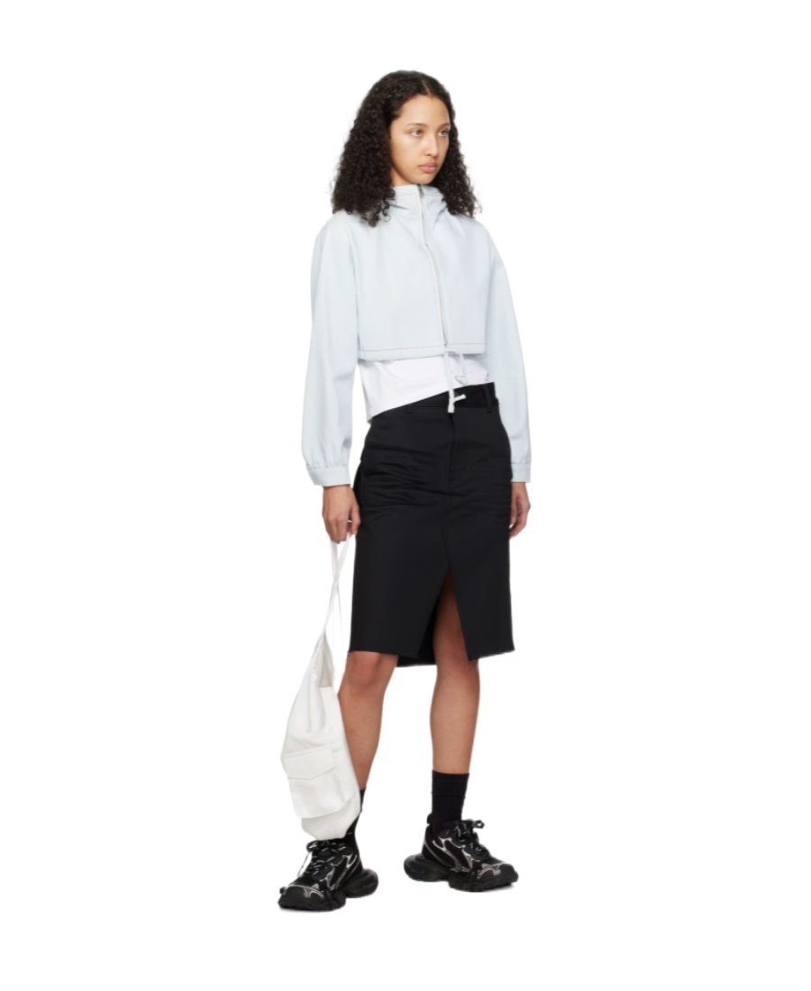 We11 Done Cropped Hooded Sweater In White
