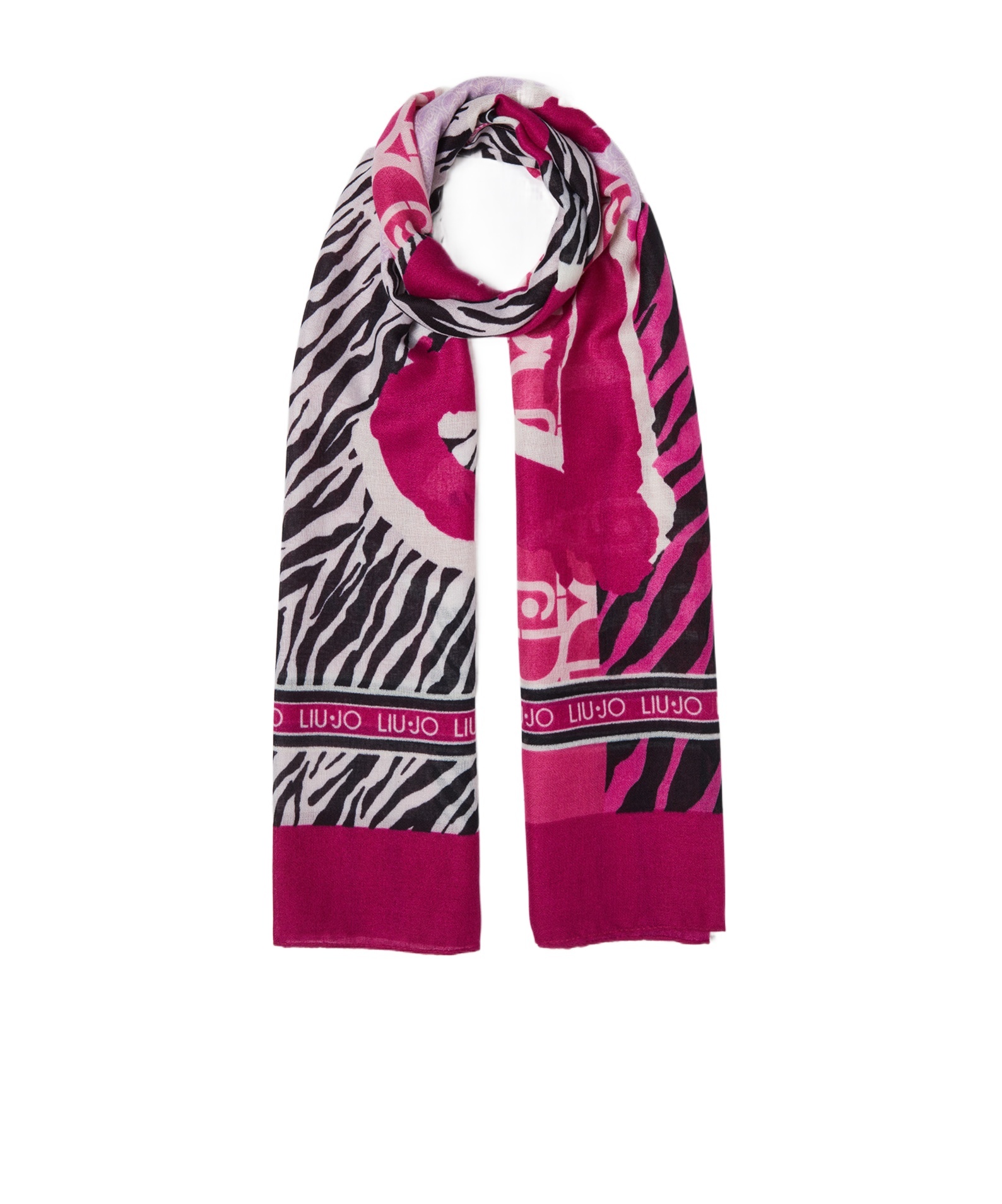 Liu •jo Animal Pattern Scarf In Blue