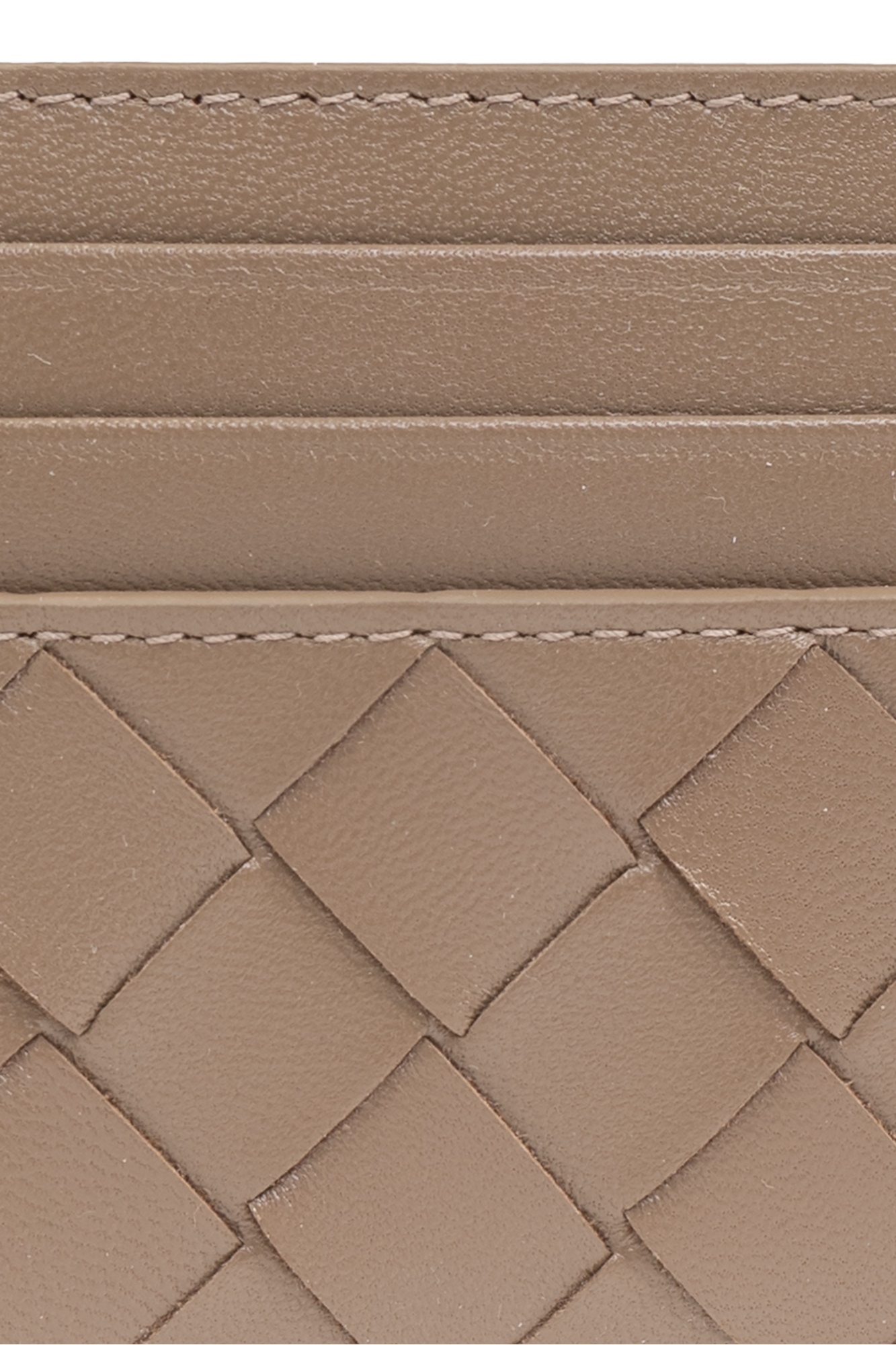 Bottega Veneta Intrecciato Open Top Card Case In Brown