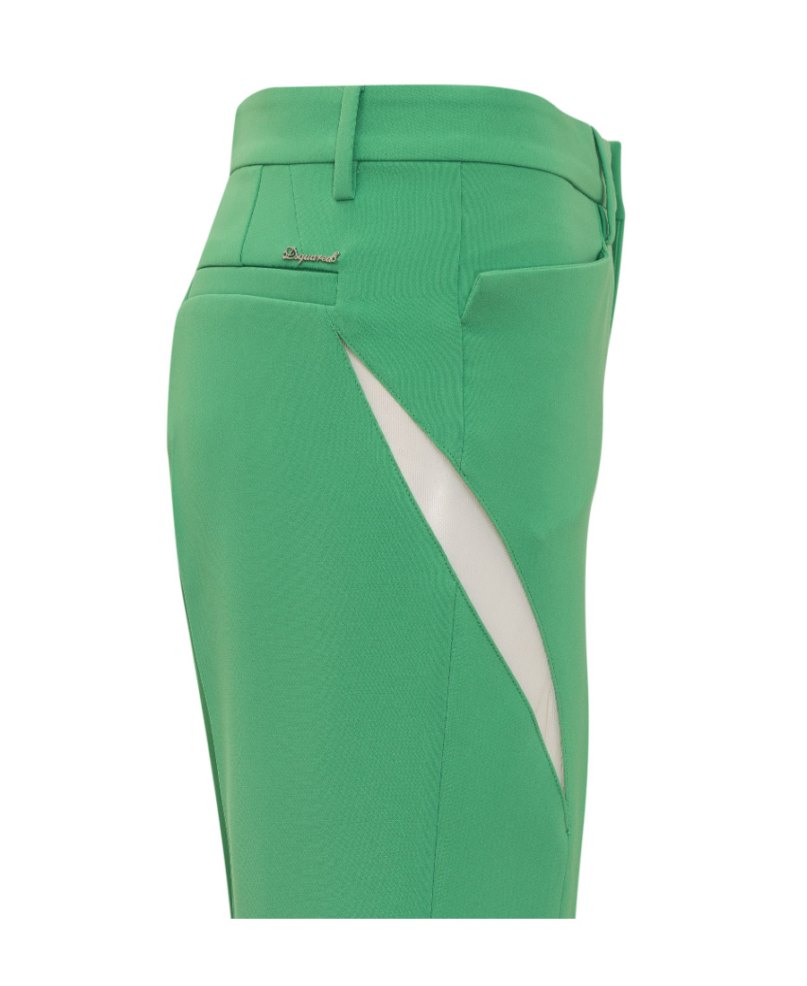 Dsquared2 Cut-out Mesh Detail Flared Trousers In Green