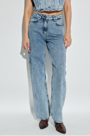 Iro Embroidered Cotton Jeans In Blue