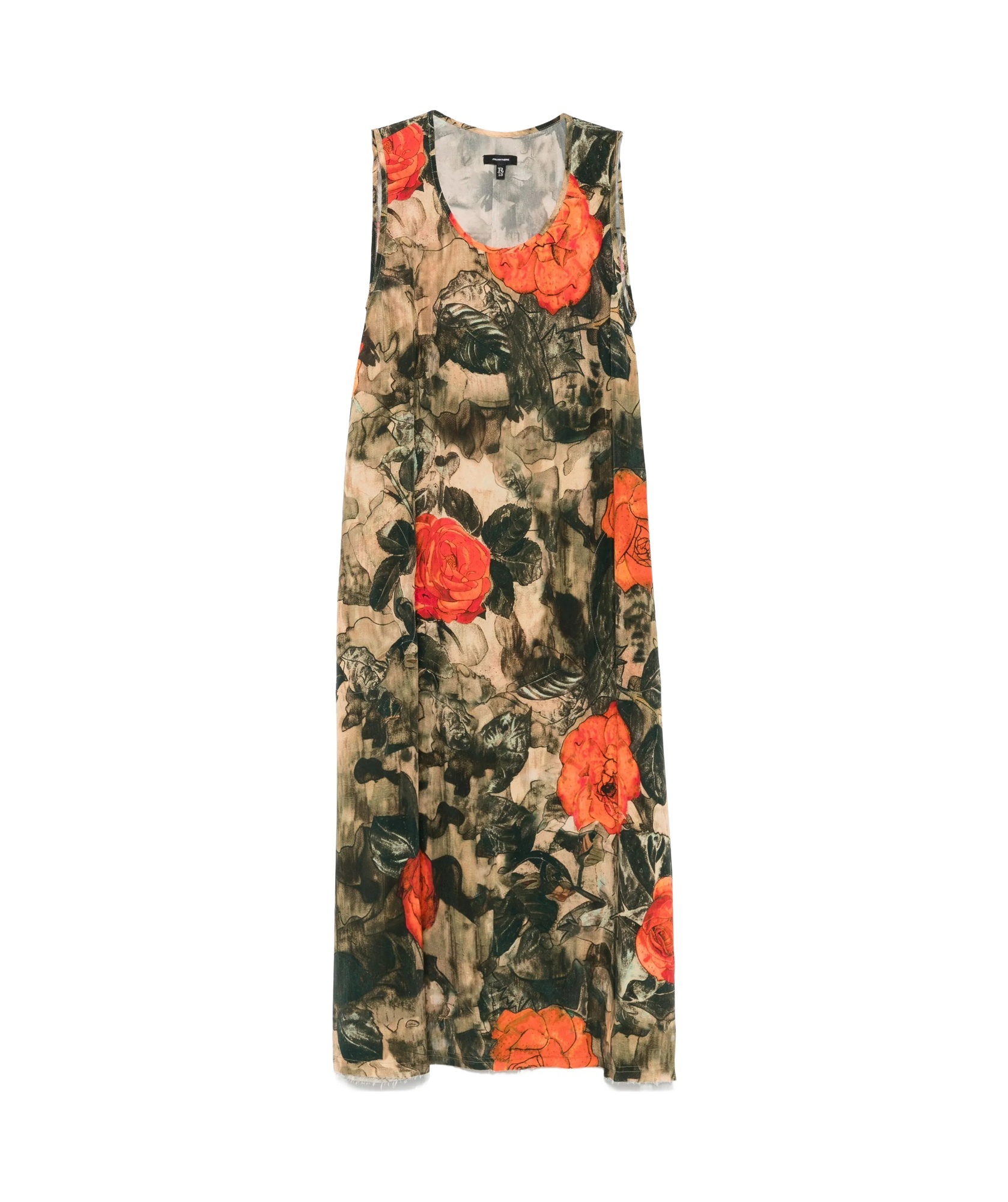 R13 Khaki Sleeveless Midi Dress In Multicolor