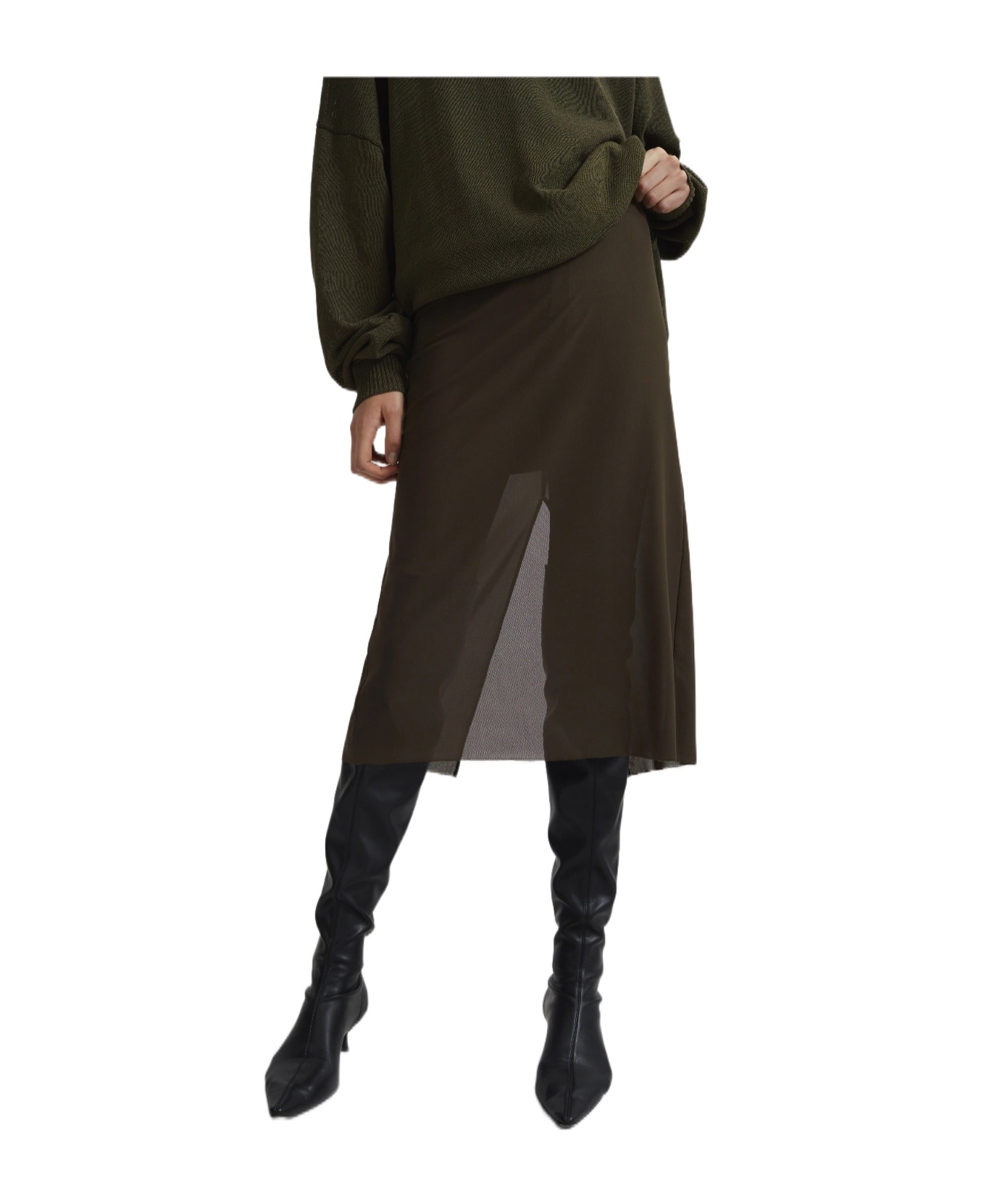 The Frankie Shop Suva Sheer Skirt - Khaki
