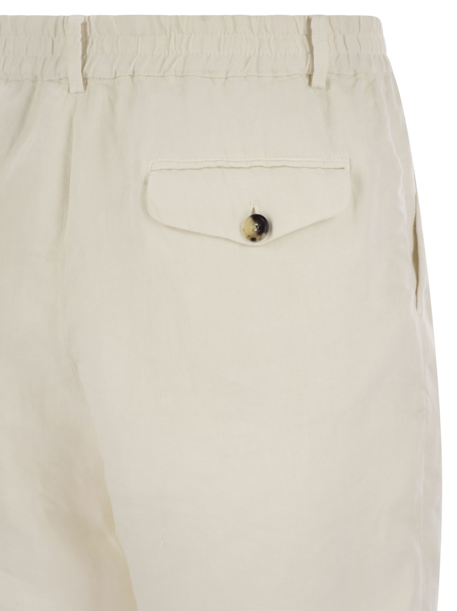 Brunello Cucinelli Classic Bermuda Shorts In Lightweight Linen Canvas In Nude