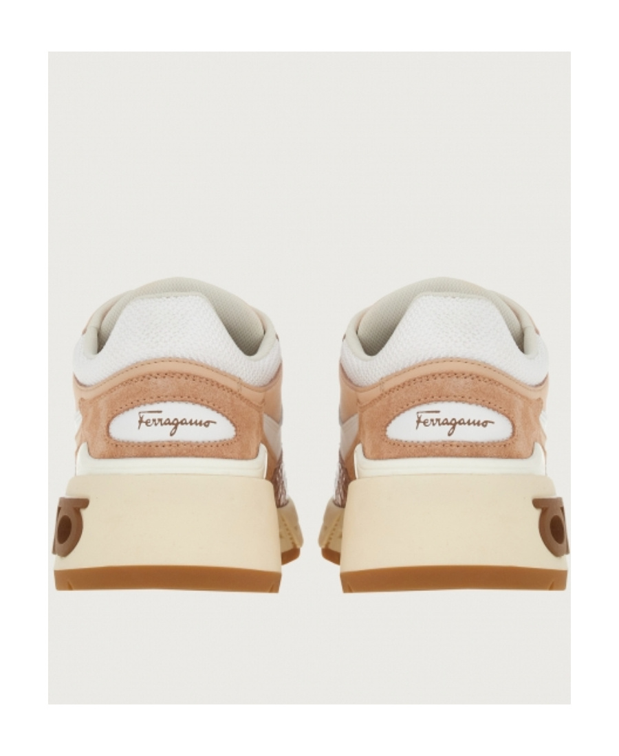 Ferragamo Cosma Low Leather Sneaker In Nude
