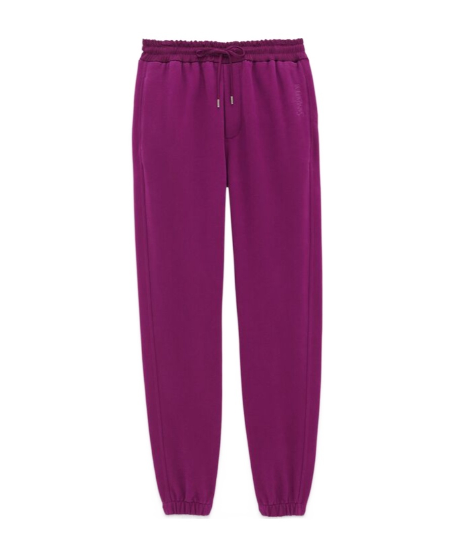 Saint Laurent Embroidered-logo Cotton Track Pants In Purple