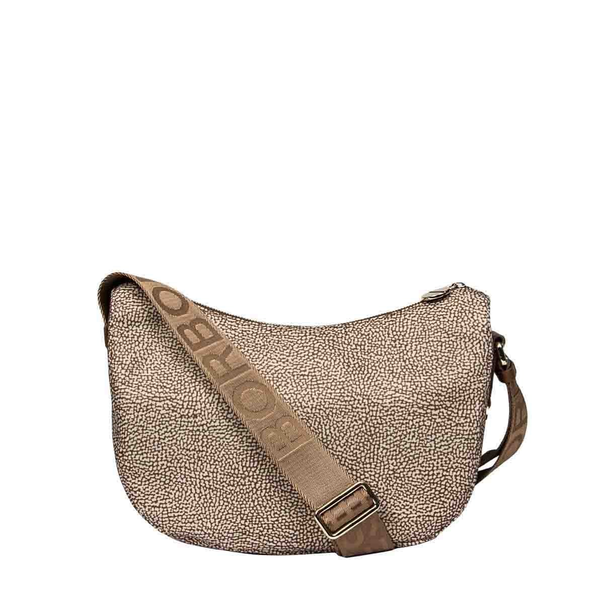 Borbonese Zipped Medium Shoulder Bag In Nude