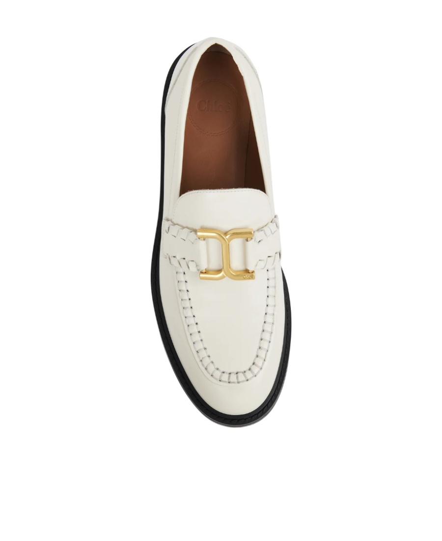 Chloé Marcie Embellished Leather Loafers In White
