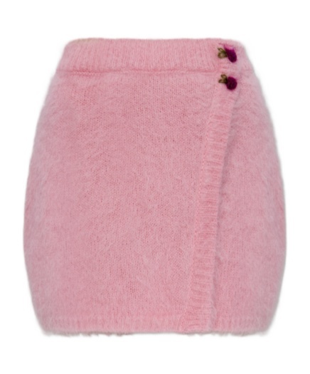 Alessandra Rich Flower-button Skirt In Pink
