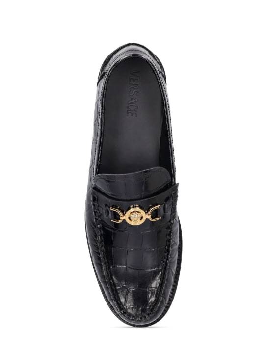 Versace Medusa Crocodile-embossed Leather Loafers