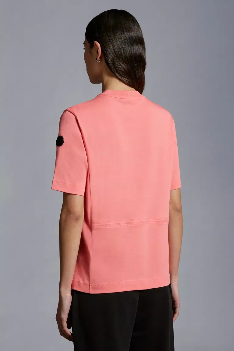 Moncler Logo-embossed Cotton T-shirt In Pink