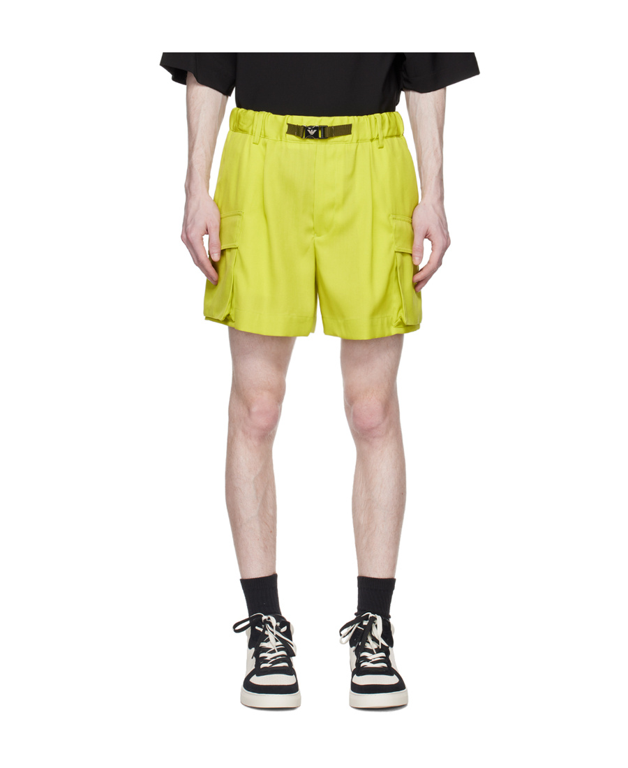 Emporio Armani Wool Gabardine Shorts In Nude