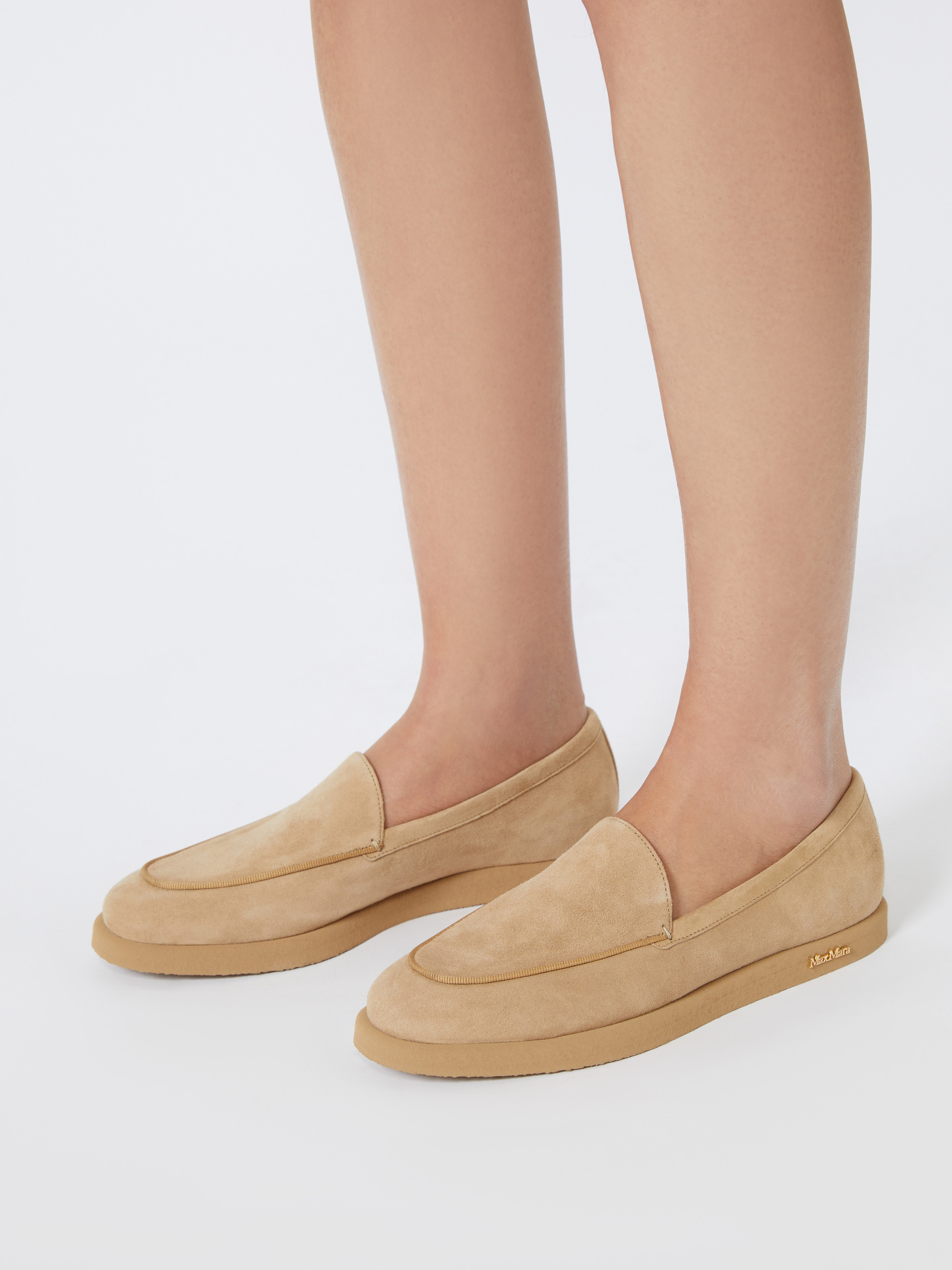 Max Mara Lightweight Suede Loafers In Brown