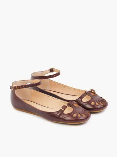 Chloé Ankle-strap Perforated Ballet Flats In Purple