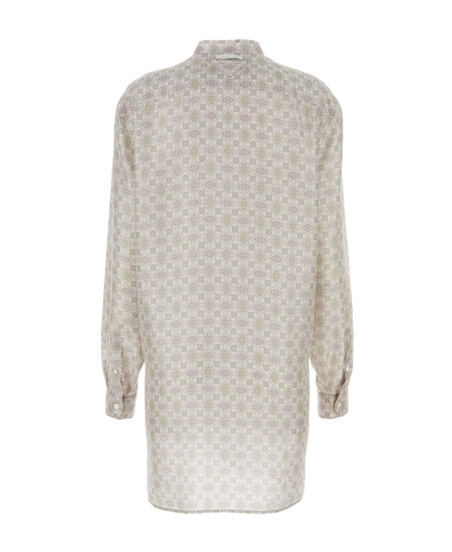 Prada Lapel Long-sleeved Shirt Dress In Petal Powder