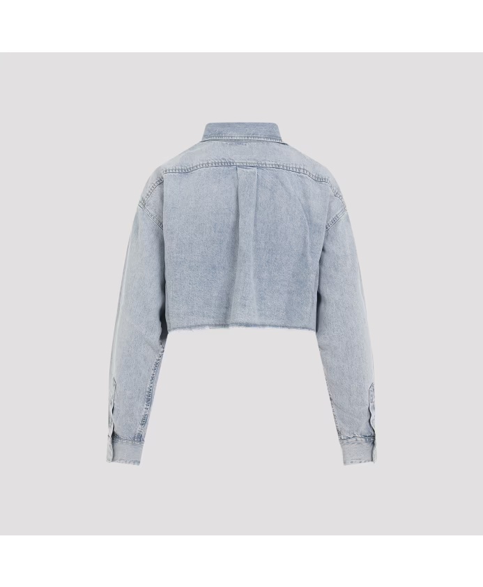 Givenchy Long-sleeved Cropped Shirt In Gray